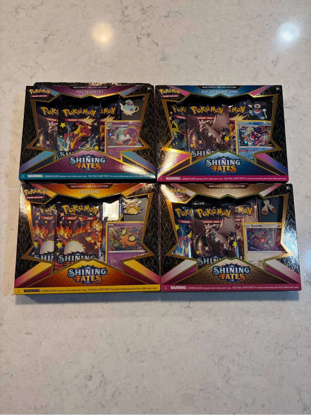 Pokemon Shining Fates Mad Party Pin Collections Set of (4)